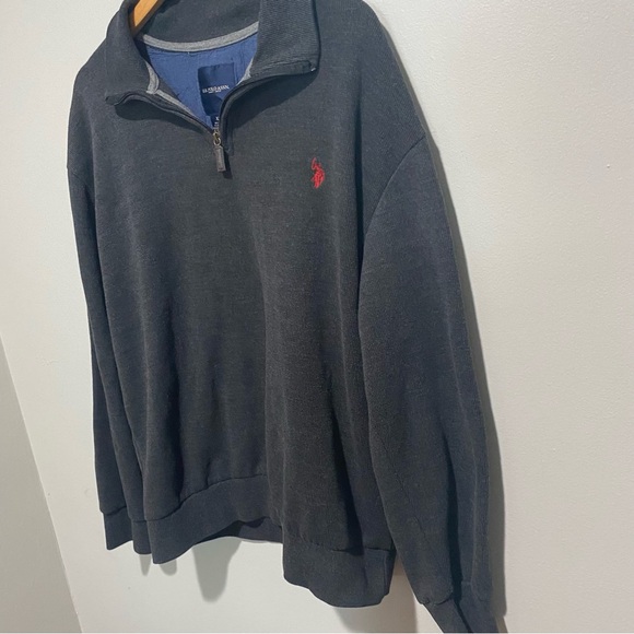 U.S.‎ Polo Assn. Men's Gray Half Zip Up Sweater with Ribbed Cuffs Size XL - Picture 7 of 13
